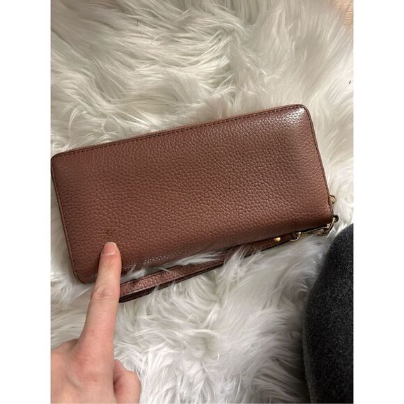 MICHAEL KORS Wallet wristlet brown Gold Zip Around MK Wristlet - Picture 3 of 5